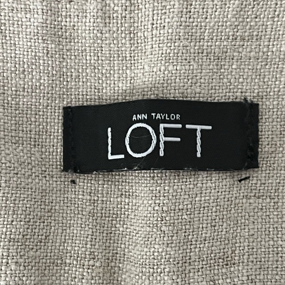 LOFT Julie Trouser Linen Pants Natural Beige Career Work Straight Leg Size 12 - Picture 9 of 12